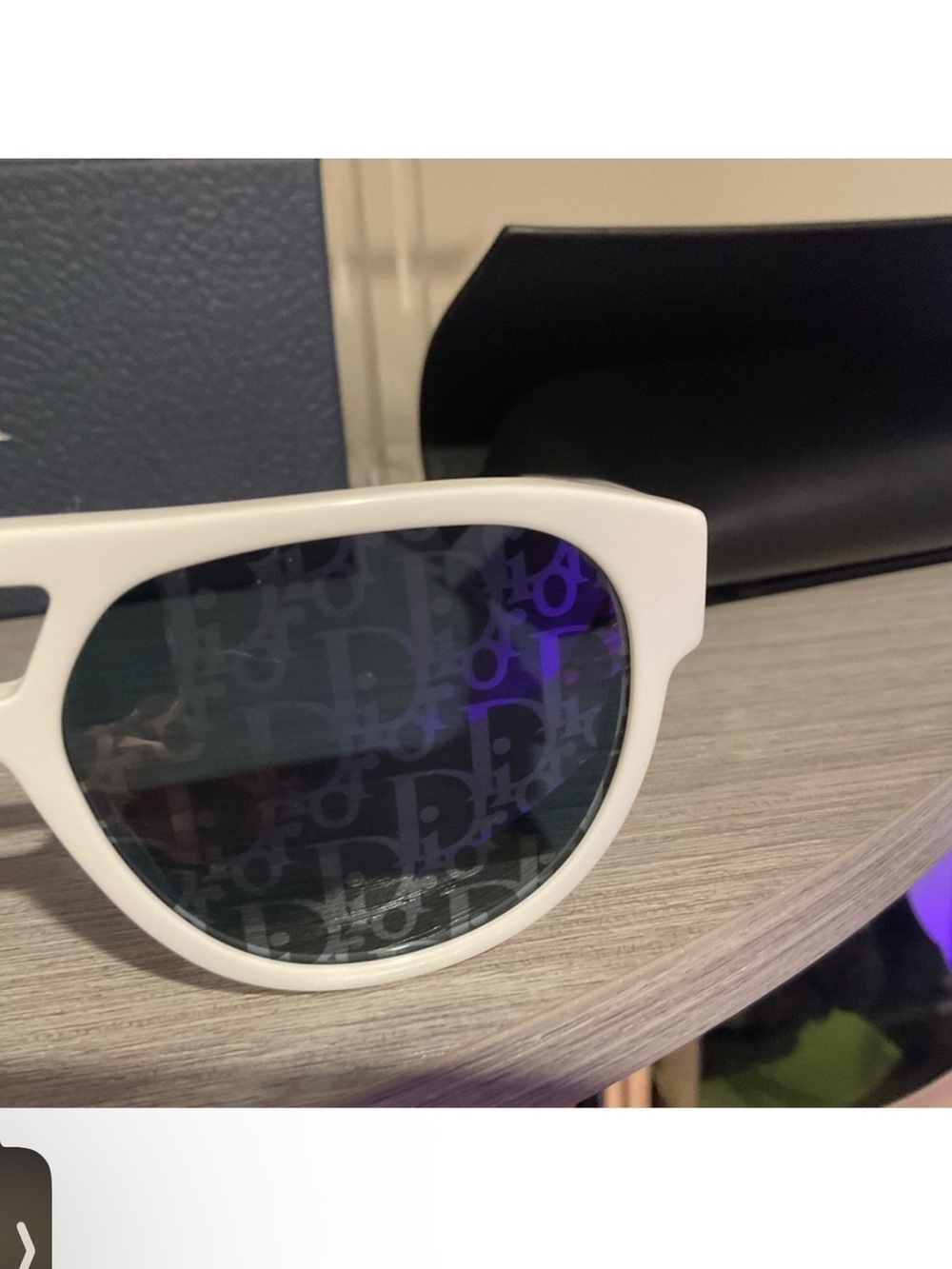 Christian Dior White Oblique Monogram Aviator Sunglasses - Full Set - Picture 3 of 8